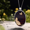 Load image into Gallery viewer, Cat and Butterfly Agate Pendant