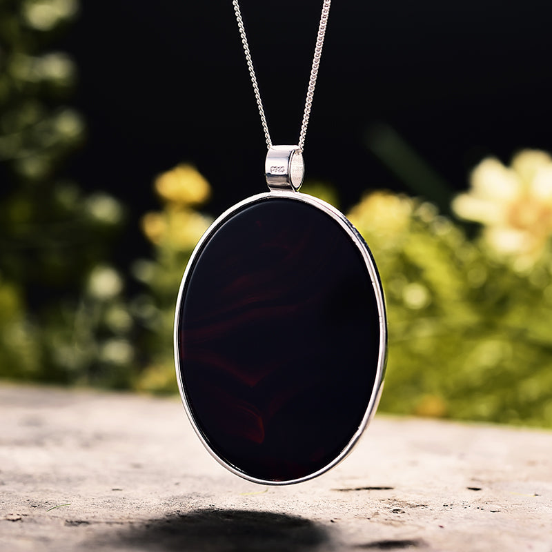 Cat and Butterfly Agate Pendant
