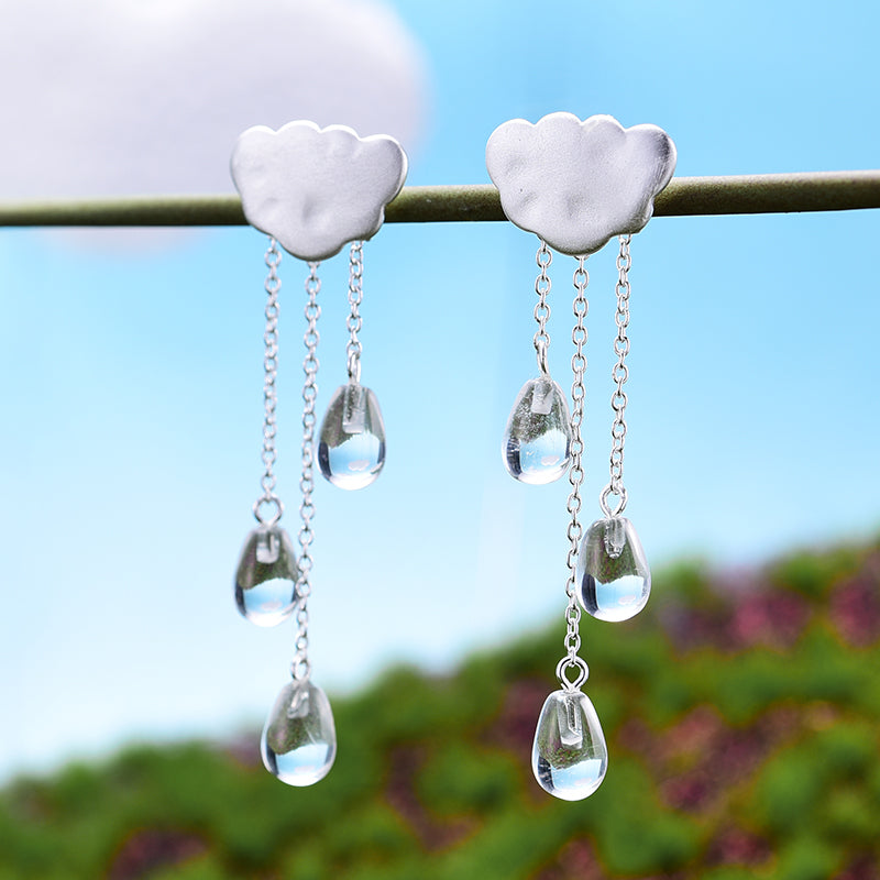 Cloud Drops Earring in 925 Silver and 18K Gold