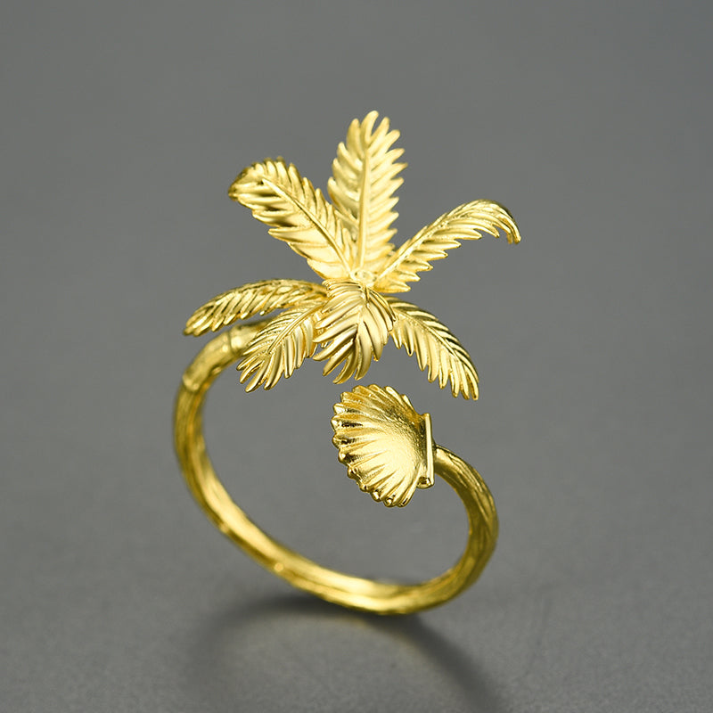 Coconut Tree and Shell Ring