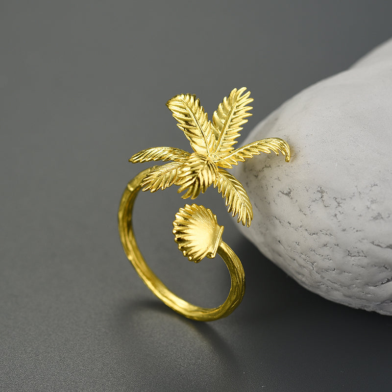 Coconut Tree and Shell Ring