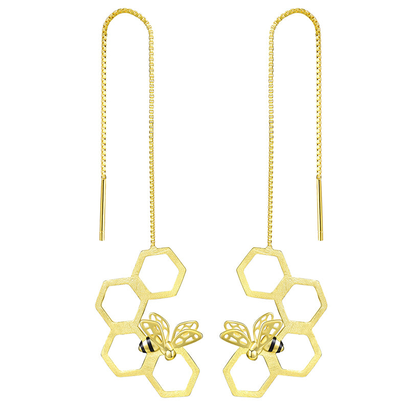 Silver bee and honeycomb stud earrings  Laura Llewellyn Design