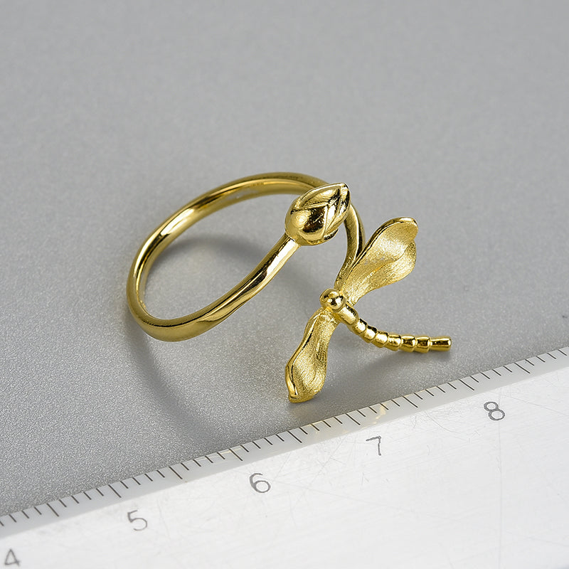 Dragonfly and Sprout Ring