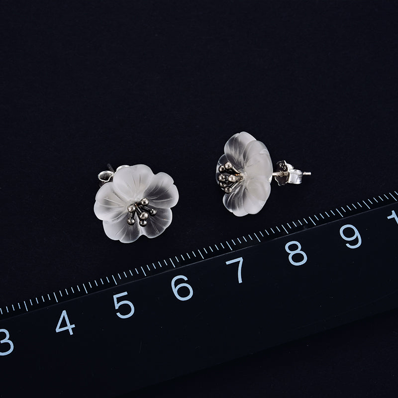 Earring Flower in the Rain (stud) in 925 Silver and 18K Gold