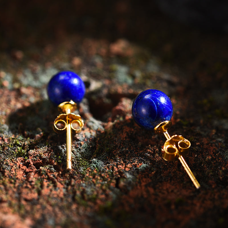 Lapis Lazuli Earring in 925 Silver and 18K Gold