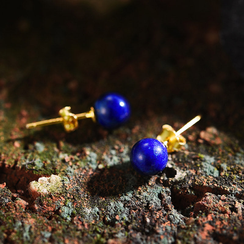Lapis Lazuli Earring in 925 Silver and 18K Gold