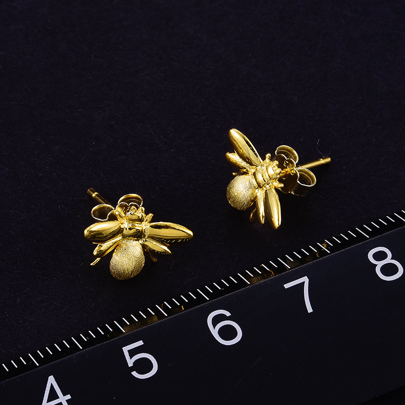 Mini Bee Earring in 925 Silver and 18K Gold