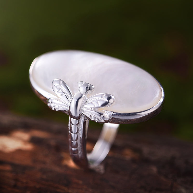 Vintage Dragonfly Mother of Pearl Ring